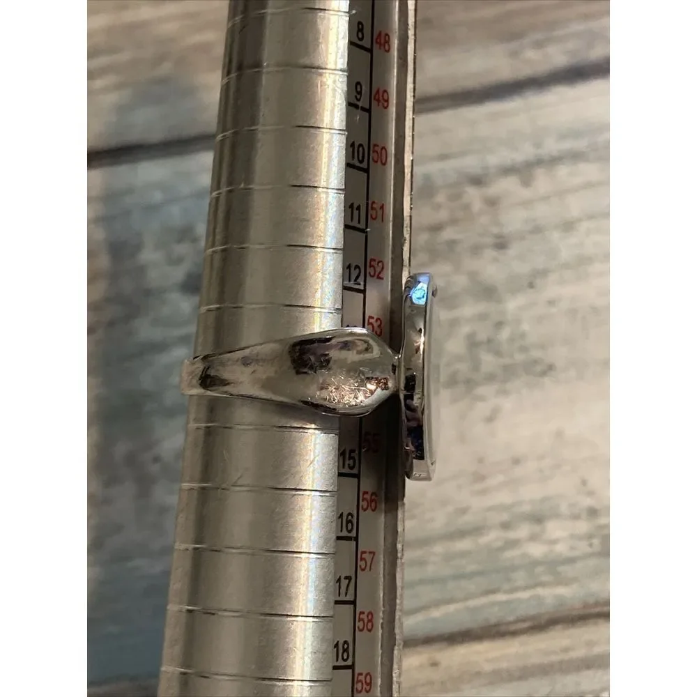 Mother of Pearl Silver plated tone  Spoon Ring‎ White MOP NWOT size 7